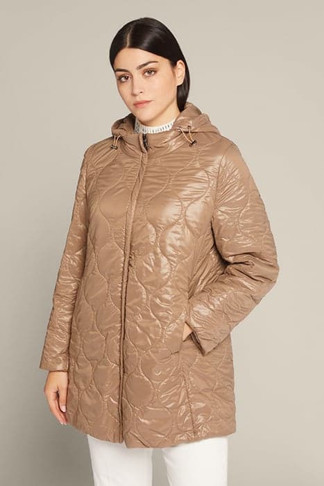 LUXURY QUILTED JACKET WITH HOOD NATURAL by Elena Mirò