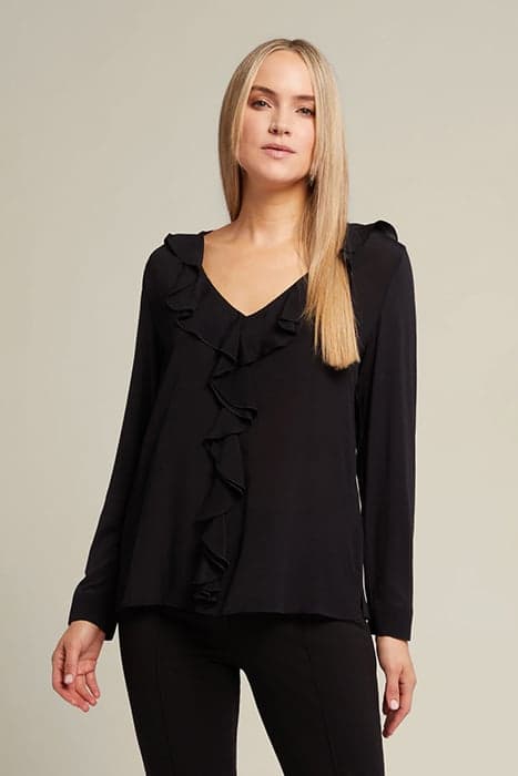 ECO-VISCOSE BLOUSE WITH FLOUNCES BLACK by Elena Mirò