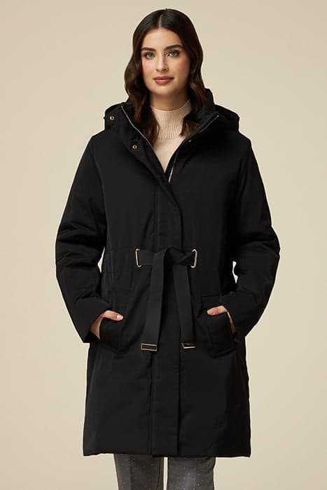 DOUBLE-BREASTED A-LINE COAT BLACK by Oltre