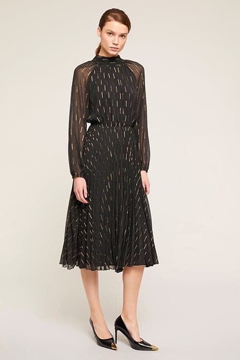 PLEATED DRESS IN FIL COUPÉ WEAVING BLACK by Motivi