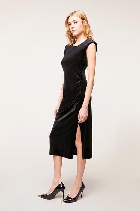 VELVET DRESS WITH DRAPING BLACK by Motivi