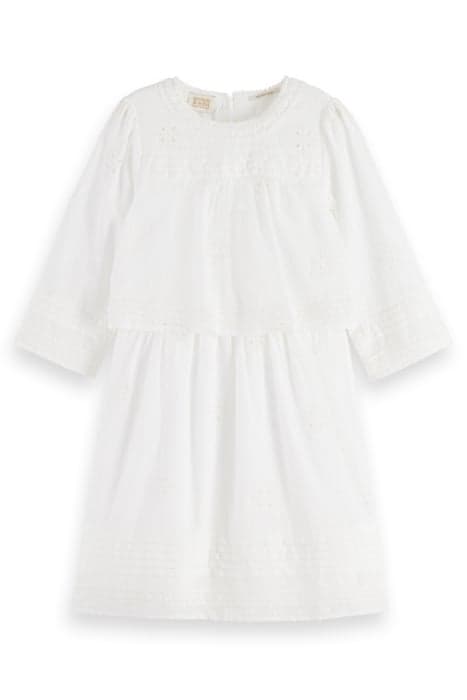 BRODERIE ANGLAISE & CLIP JACQUARD 3/4 SLEEVE DRESS OFF WHITE by Scotch & Soda