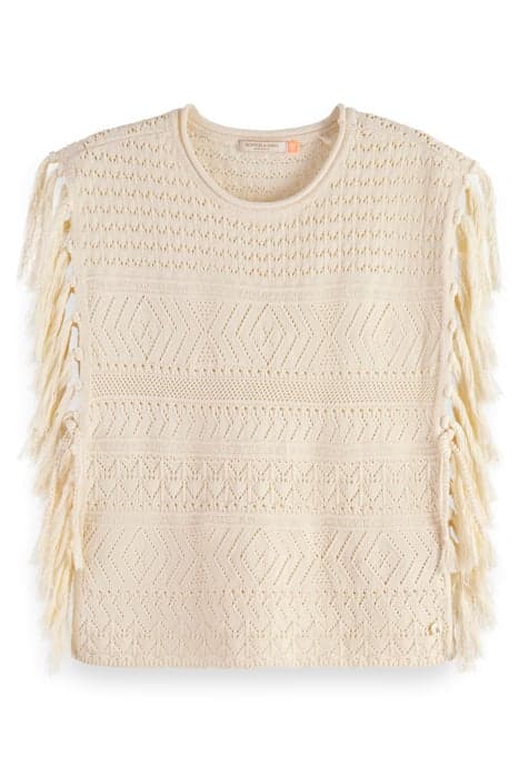 POINTELLE STITCH KNITTED TANK WITH FRINGING SOFT ICE by Scotch & Soda