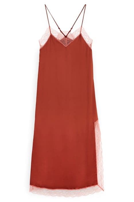 SATIN CAMI DRESS WITH LACE DETAIL TERRACOTTA by Scotch & Soda