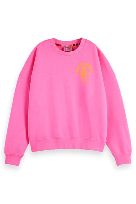 BOYFRIEND FIT GARMENT DYE SWEATSHIRT FLUO PINK by Scotch & Soda