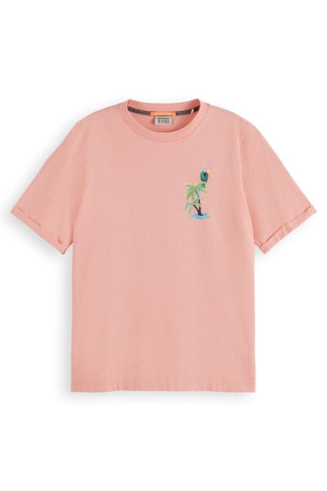 RELAXED FIT GRAPHIC T-SHIRT NEON CORAL by Scotch & Soda