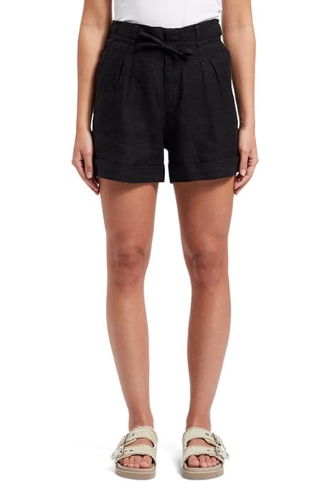 HIGH-RISE LINEN SHORT BLACK by Scotch & Soda