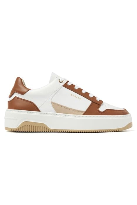 BASKET COURT (L) WHITE LEATHER - BROWN by Nubikk