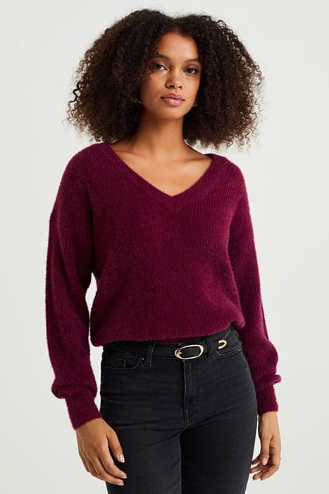 KNITTED PULLOVER BURGUNDY RED by WE Fashion