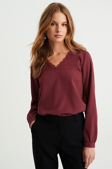 BLOUSE BURGUNDY RED by WE Fashion