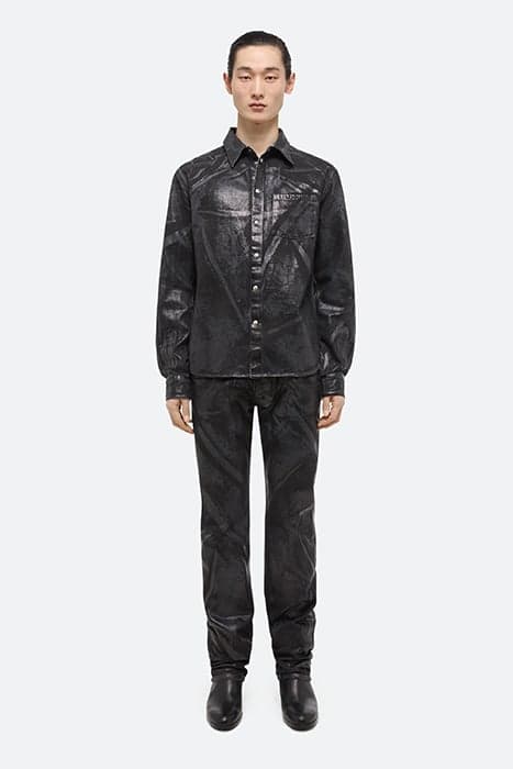 FOIL SHIRT JKT COTTON BLACK DISTRESS METAL CRASH by Helmut Lang