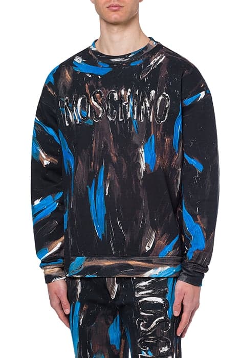 PAINTING COTTON SWEATSHIRT BLUE by Moschino