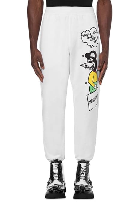 MOSCHINO COMICS CHARACTERS ORGANIC COTTON JOGGERS WHITE by Moschino