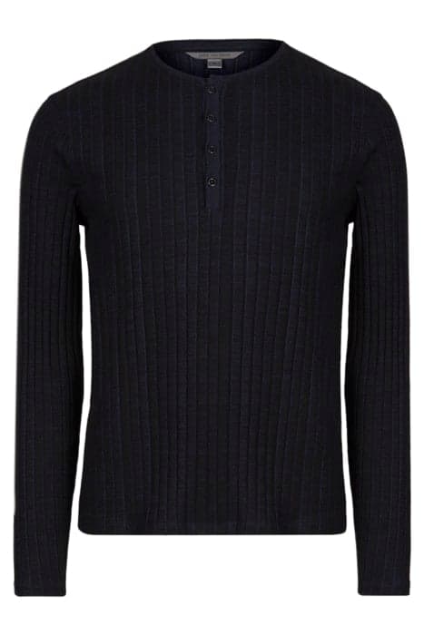 REGULAR FIT LS HENLEY W/ PLEATED TEXTURE MIDNIGHT by John Varvatos