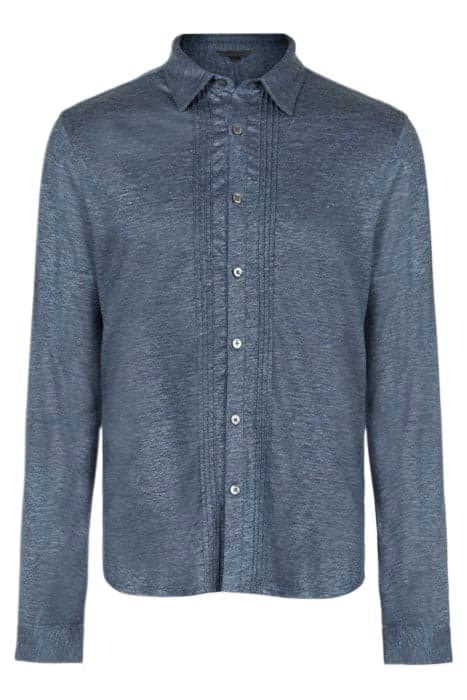 REGULAR FIT LS STAND COLLAR SHIRT WITH P LT BLUE HTHR by John Varvatos