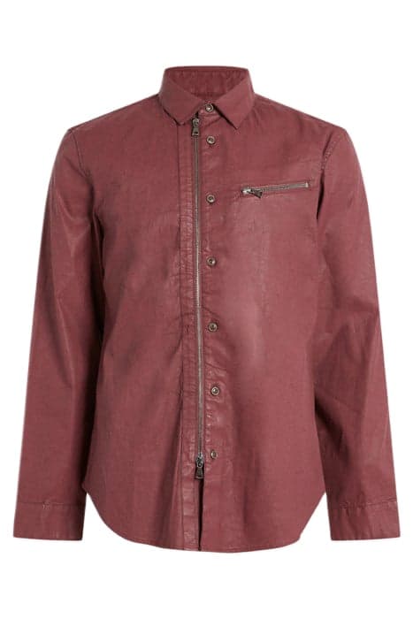 GARMENT WASHED SLIM FIT SHIRT WITH BUTTO RED RUM by John Varvatos