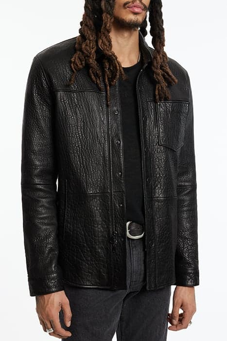 SNAP/ZIP SHIRT LEATHER JACKET BLACK by John Varvatos