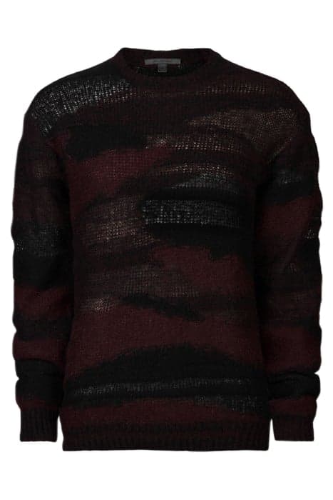 STANLY EASY FIT LS CREW WITH INTARSIA DARK PLUM by John Varvatos