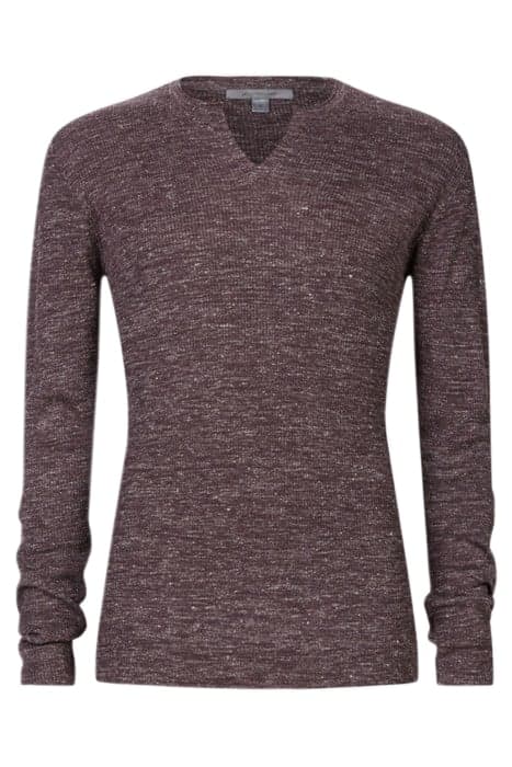 TRAVIS LS RIB HENLEY WITH OPEN PLACKET LICORICE by John Varvatos