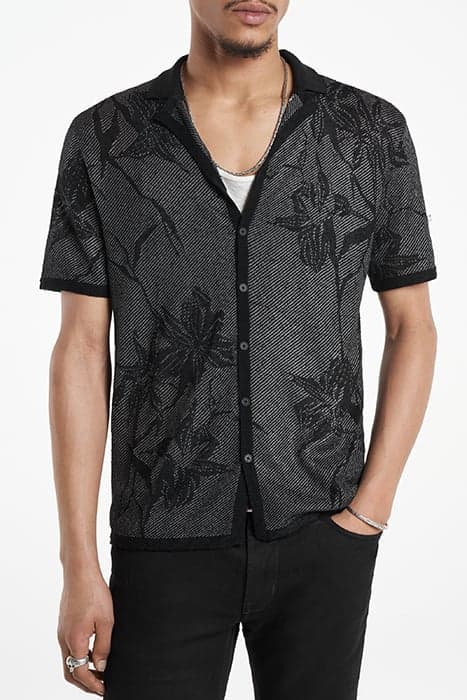 SIMON SS FLORAL JACQUARD CAMP COLLAR SHI BLACK by John Varvatos