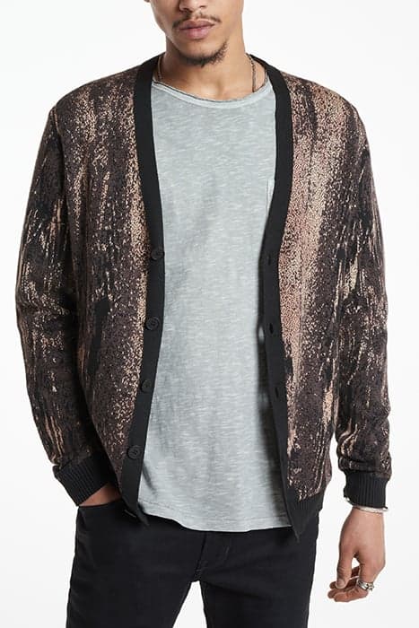 RAIDER LS WATERFALL JACQUARD CARDIGAN TERRA BROWN by John Varvatos