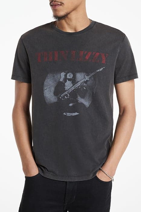 SS RAW EDGE TEE VINTAGE WASH -THIN LIZZY BLACK by John Varvatos