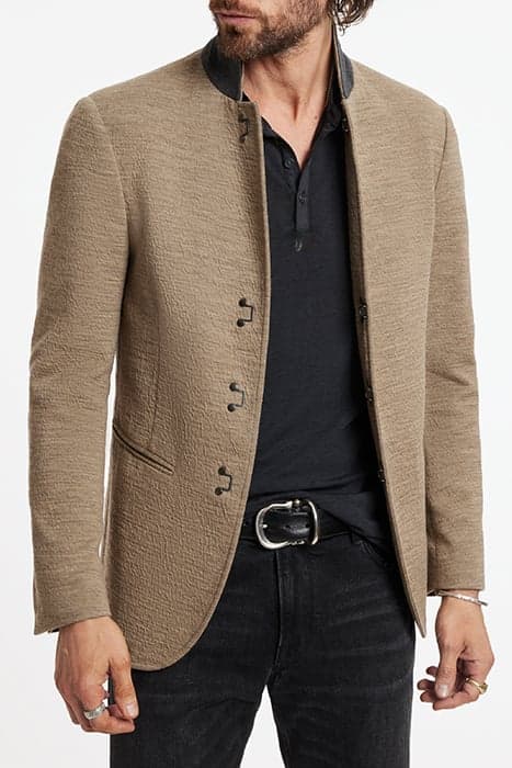 SLIM FIT NOTCH LAPEL JACKET WITH A HOOK TWIG by John Varvatos