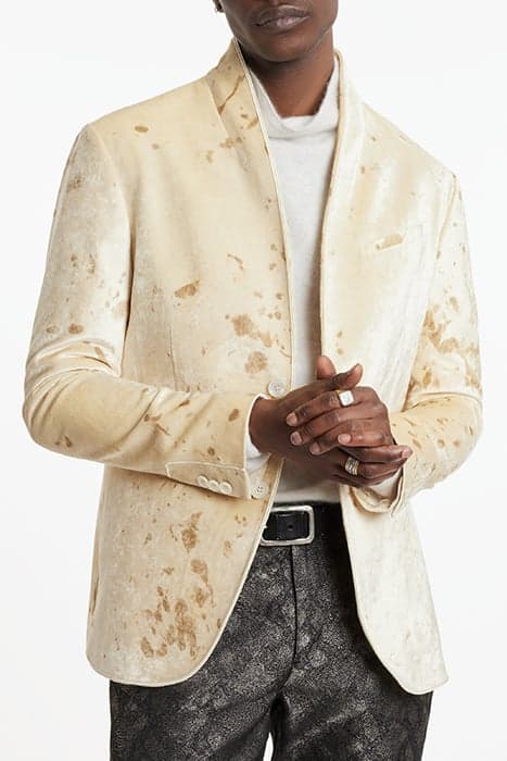 SLIM FIT BUTTON CLOSURE SHORT SHAWL COLL SAND by John Varvatos