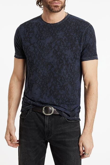 CASTILLO SS PYTHON PRINTED BURNOUT CREW NAVY by John Varvatos