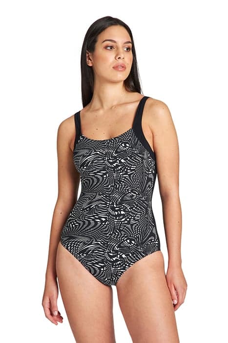 W CLARA U BACK ONE PIECE BLACK MULTI-BLACK by Arena