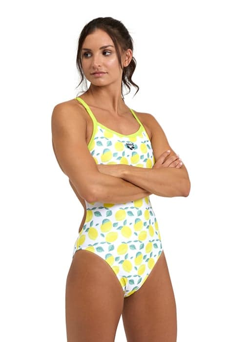 WOMEN'S ARENA LEMONS SWIMSUIT XCROSS BAC SOFT GREEN-WHITE MU by Arena