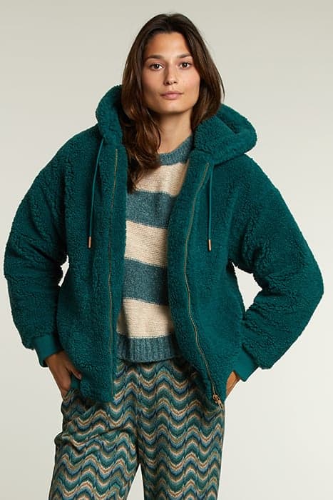 GREEN OVERSIZED HOODED BOMBER JACKET by River Woods