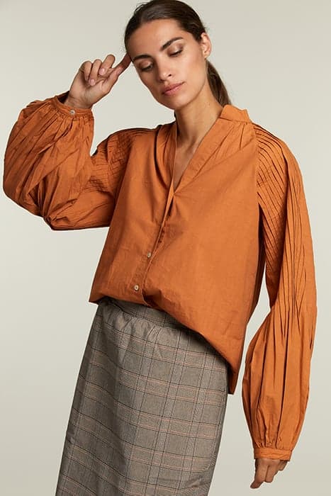 BROWN BLOUSE BALLOON SLEEVES by River Woods