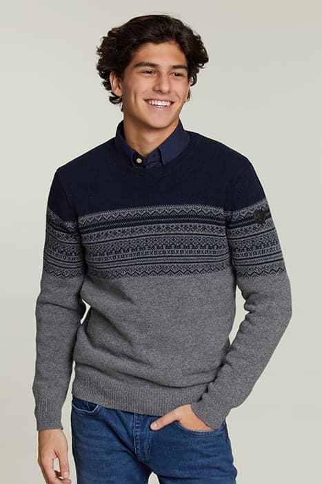 CUSTOM FIT WOOLEN SWEATER NAVY by River Woods