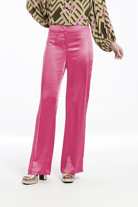 VINTAGE SATIN TIGRE WIDE LEG TROUSERS FUCHSIA by OKY