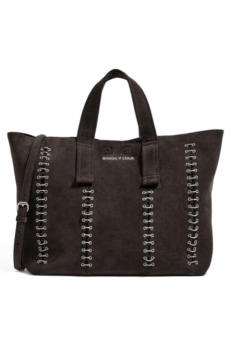 L CHARCOAL SPLIT LEATHER SHOPPER BAG by Bimba y Lola