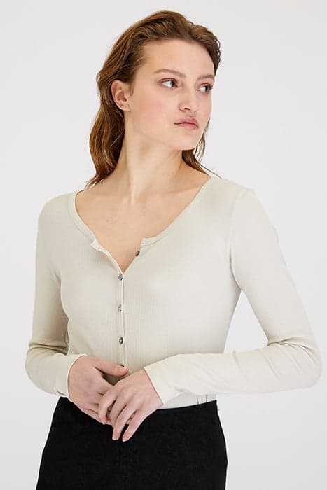 HENLEY RIB TOP WHITE by Zenggi