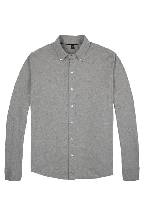 FLEMING | JERSEY BUTTON-DOWN SHIRT MID GREY MELANGE by WAHTS