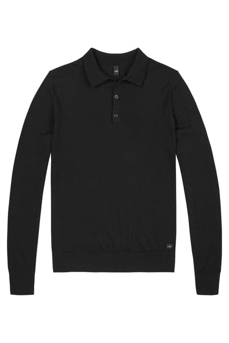 WARD | LONGSLEEVE MERINO RETRO POLO PURE BLACK by WAHTS