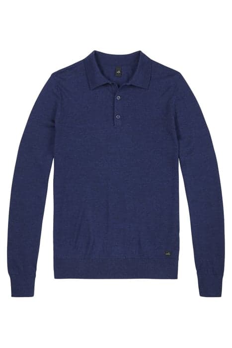 WARD | LONGSLEEVE MERINO RETRO POLO SAPPHIRE BLUE MELANGE by WAHTS