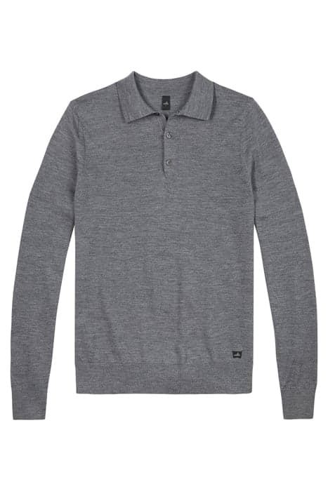 WARD | LONGSLEEVE MERINO RETRO POLO MID GREY MELANGE by WAHTS