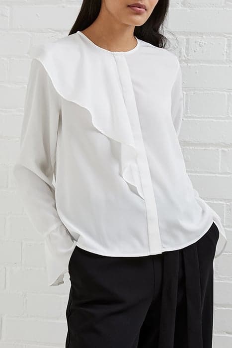 CREPE LIGHT ASYMM FRILL SHIRT WHITE by French Connection