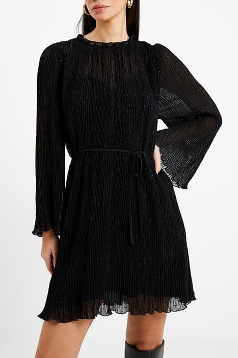 CALLIE PLEATED LUREX DRESS BLACK by French Connection