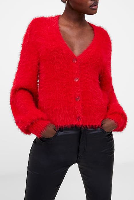 MEENA FLUFFY LS CARDIGAN RED by French Connection