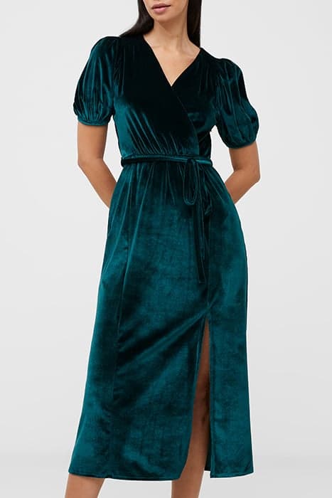 SULA VELVET MIDI DRESS GREEN by French Connection