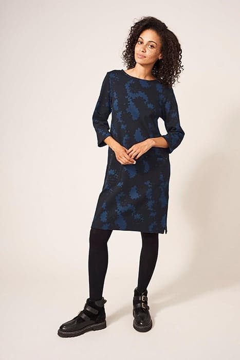 ALBIE ORGANIC JERSEY DRESS BLUE MULTI by White Stuff