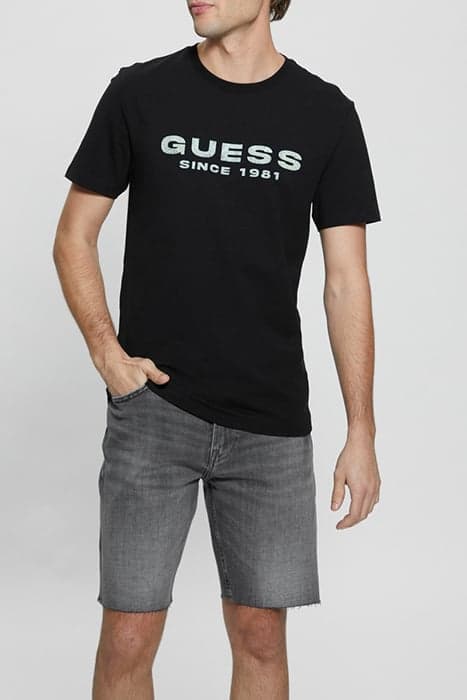 SS CN GUESS LOGO TEE JET BLACK A996 by GUESS ECO