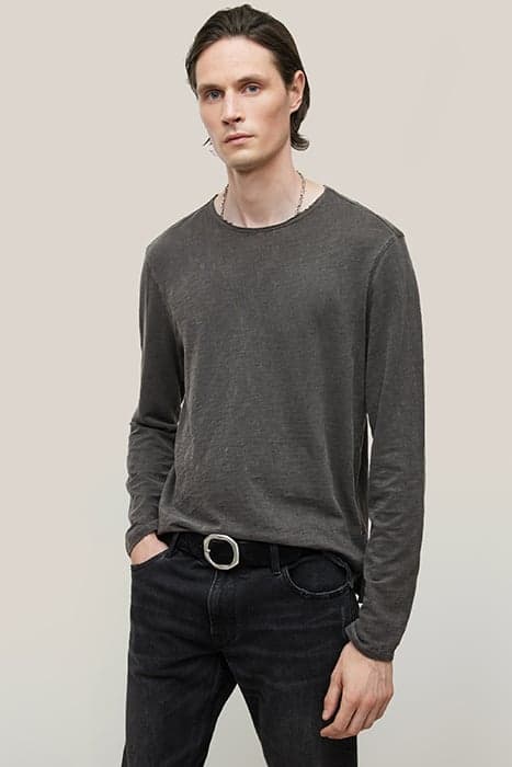 BLAKE SLUB CREW W RAW EDGE IRON GREY by John Varvatos