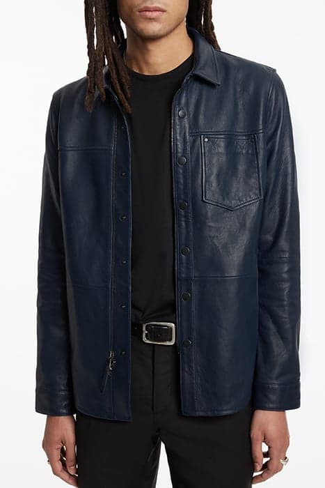 SNAP/ZIP SHIRT LEATHER JACKET INK BLUE by John Varvatos