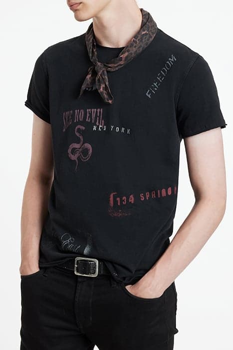 SS RAW EDGE TEE - STENCIL BLACK by John Varvatos